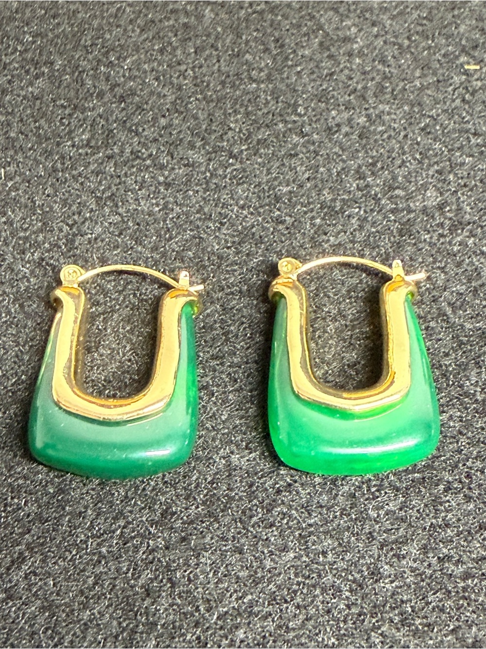 Anthropology Green Statement Hoop Earrings Gold Tone NWOT